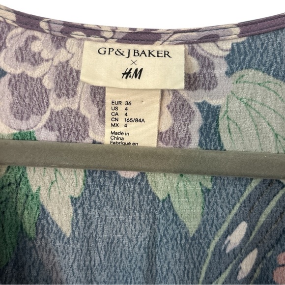 GP & JBaker x H&M Collab Floral Blue Midi Dress Size 4 - Picture 4 of 11